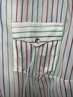 New Men’s Rainbow Striped Rockmount Ranchwear Pearl Snap Long Sleeve M I-39