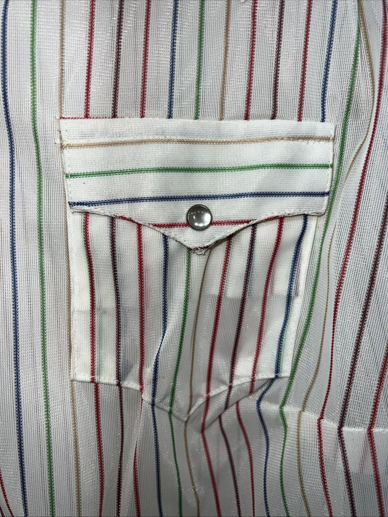 New Men’s Rainbow Striped Rockmount Ranchwear Pearl Snap Long Sleeve M I-39