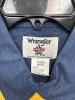 New Men’s Wrangler PBR Yellow Jean Design Long Sleeve Button Up XL O-46