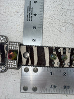 New Black And White Genuine Leather Nocona Rainbow Bling M Belt #1330999 Z-10