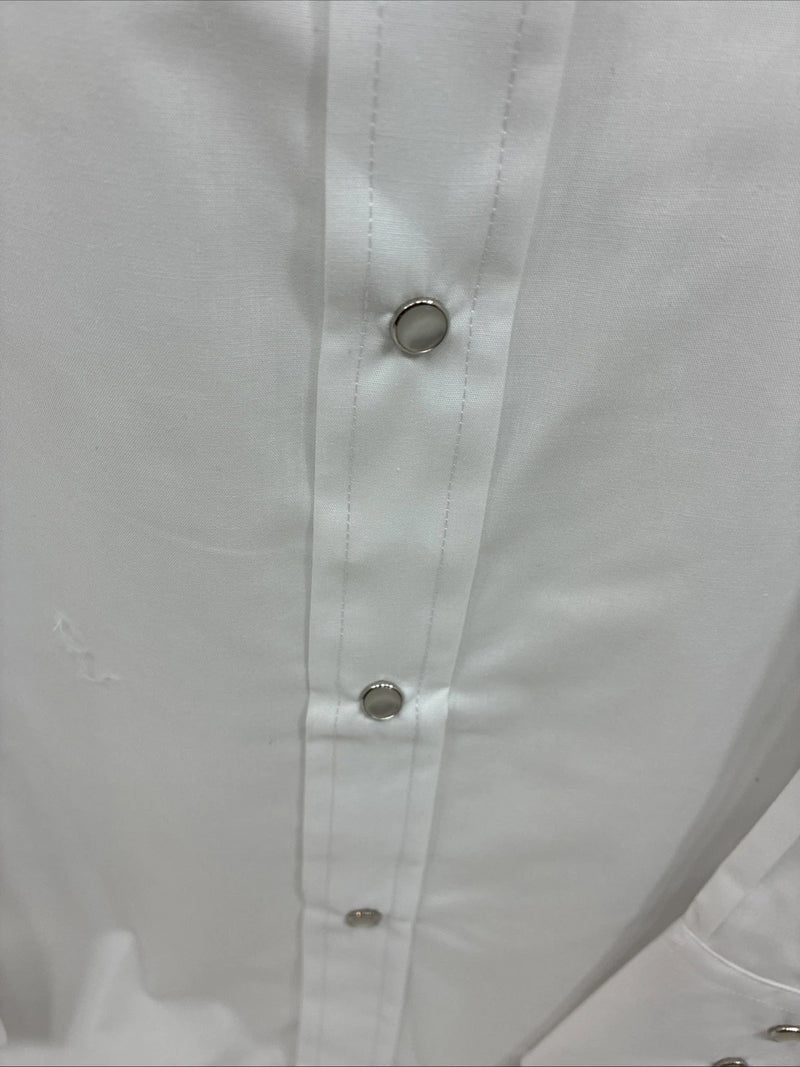 New Men’s ELY Cattleman White Long Sleeve Pearl Snap 18.5 X 35 2XL F-77