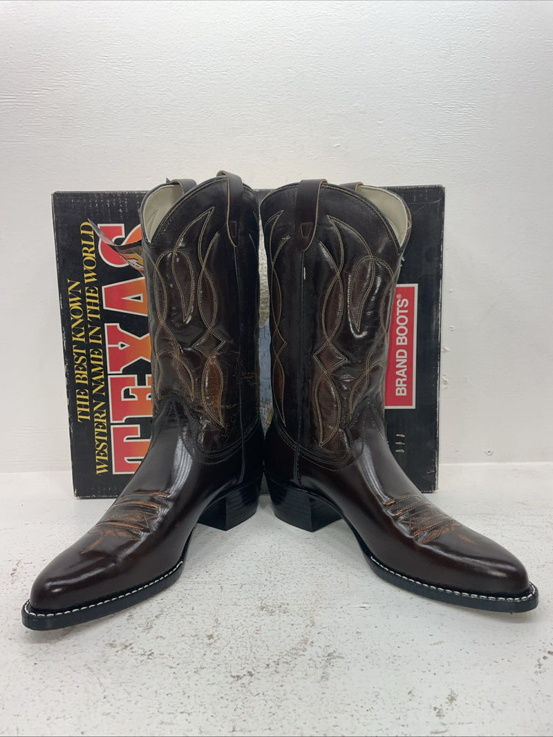 New Men’s Brown Texas Brand Cowboy Boots. 1011 10.5 10 1/2 D. 7-93