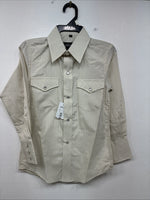 New Boys White Horse Yellow Stripe Long Sleeve Pearl Snap Medium DD-116