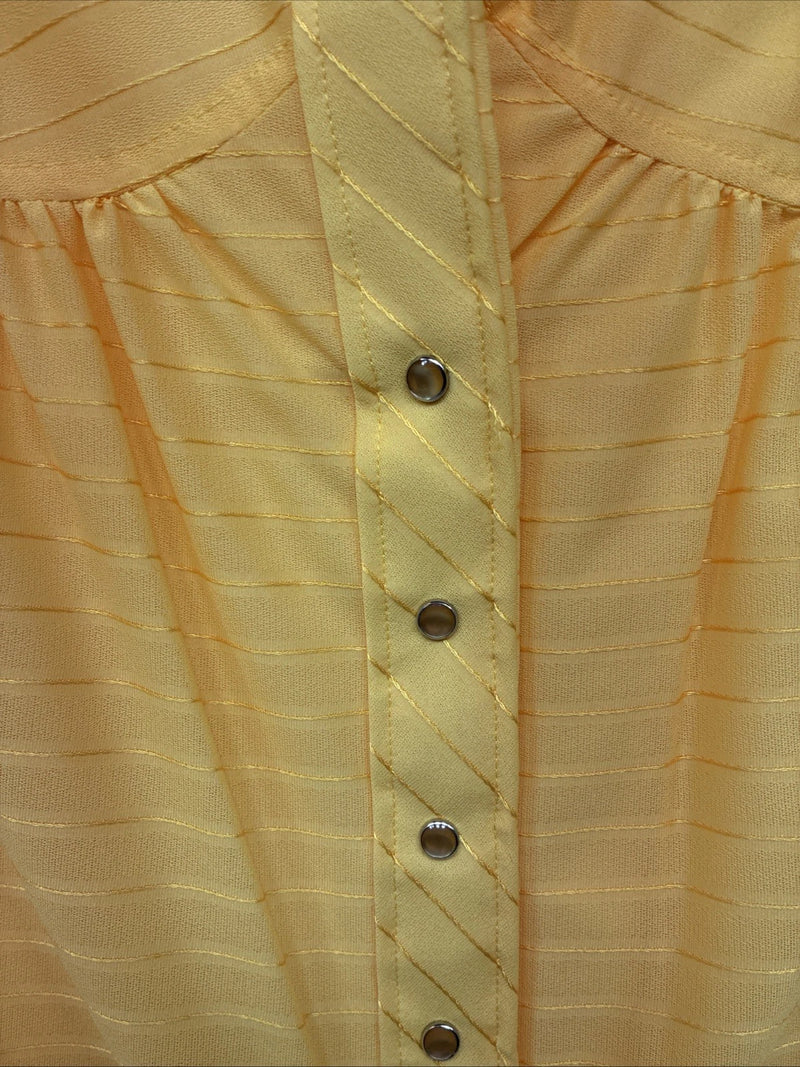 New Womens Dickson Jenkins Yellow Long Sleeve Pearl Snap Medium LL-108