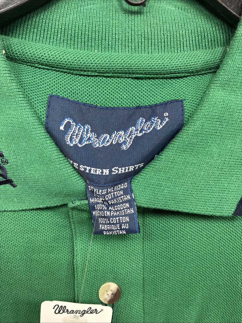 New Men’s Wrangler Green Short Sleeve Polo Shirt Large CC-65