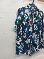 New Men’s Wrangler Black Blue Designed Long Sleeve Button Up 15.5 Medium V-87