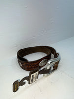 New Brown Genuine Leather Nocona Pendent And Tooled 30” Belt #1110202 JJ-27