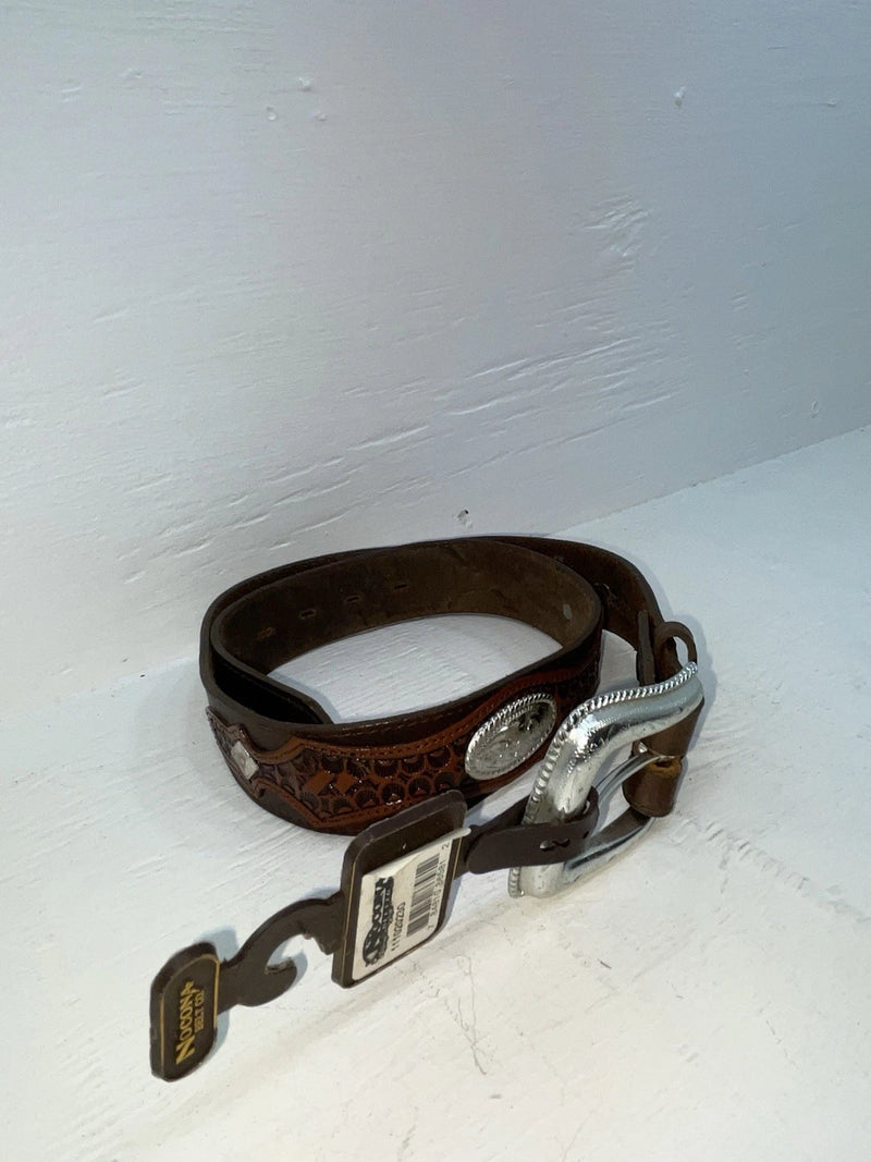 New Brown Genuine Leather Nocona Pendent And Tooled 30” Belt #1110202 JJ-27