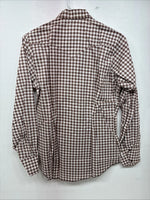 New Women’s Karman Brown Checker Long Sleeve Pearl Snap Size 36 MM-36