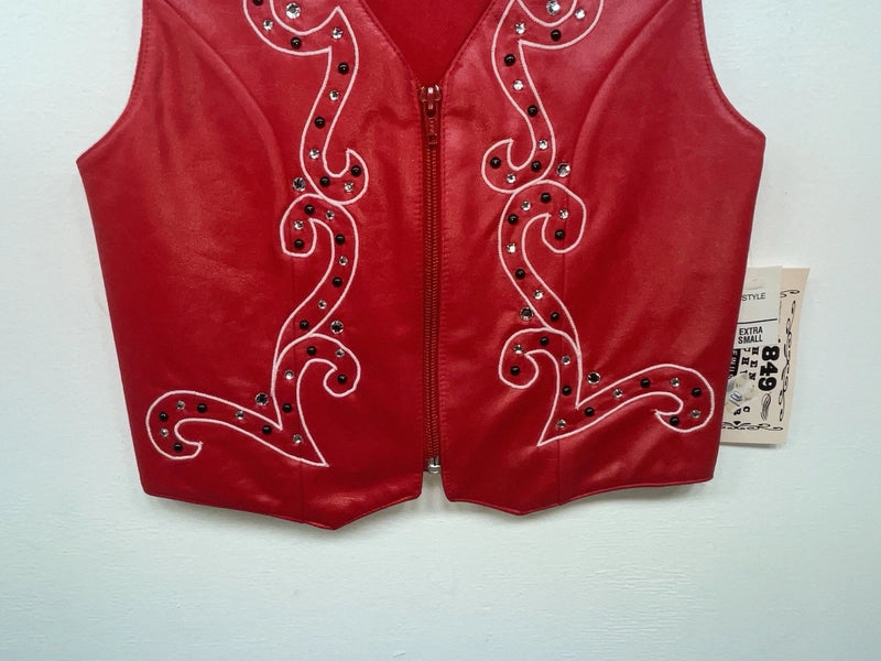 New Women’s Red 1849 Authentic Ranchwear Cut Off Zip Up Vest XS #77872 3B-69