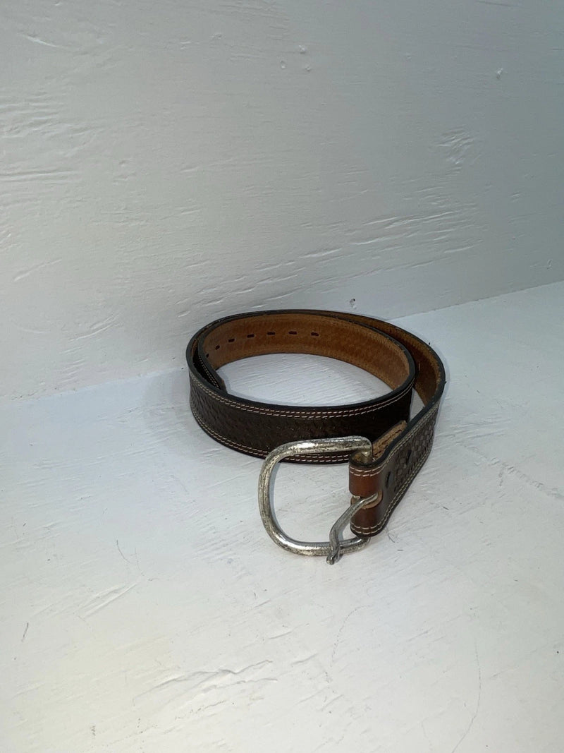 New Brown Genuine Leather Tooled 34” Belt #CL693 Z-163