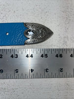 New Blue Genuine Leather Silver Bling XL Belt #N3431617 Z-30
