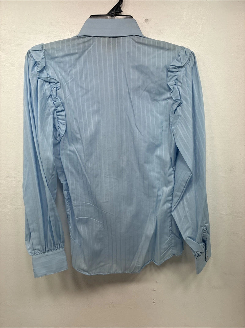New Women’s ELY Champion Blue Long Sleeve Pearl Snap Medium KK-39