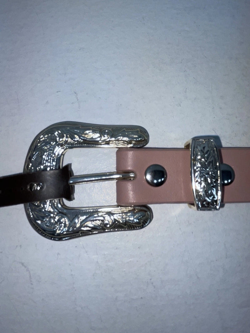 New Pink Genuine Leather Nocona Silver Bling 36” Belt #N1344999 Z-87