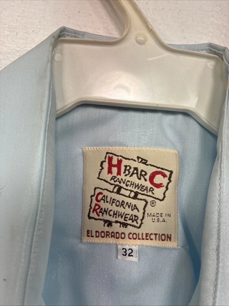 New Women’s H Bar C Blue Design Long Sleeve Pearl Snap Size 32 KK-103