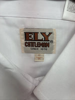 New Men’s ELY Cattleman Western White Long Sleeve Pearl Snap 17 X 35 XL V-46
