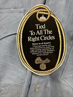 New Men’s Circle A Blue White Long Sleeve Button Up 15 X 34 Medium T-69