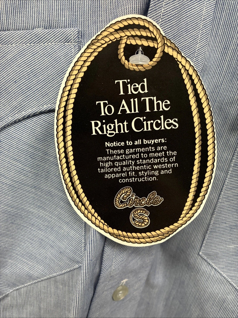 New Men’s Circle A Blue White Long Sleeve Button Up 15 X 34 Medium T-69