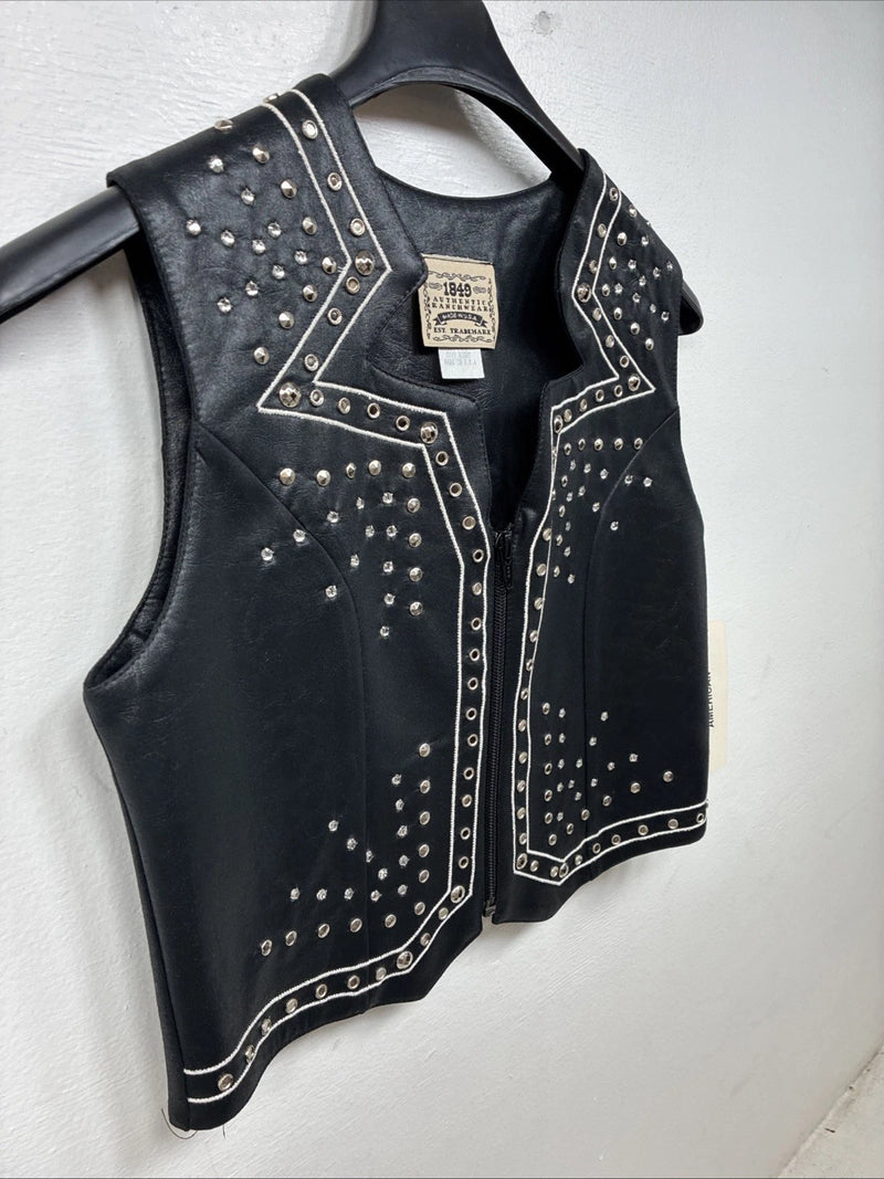 New Women’s 1849 RanchWear Black Rhinestone Vest Zip Up Size Medium YY-36