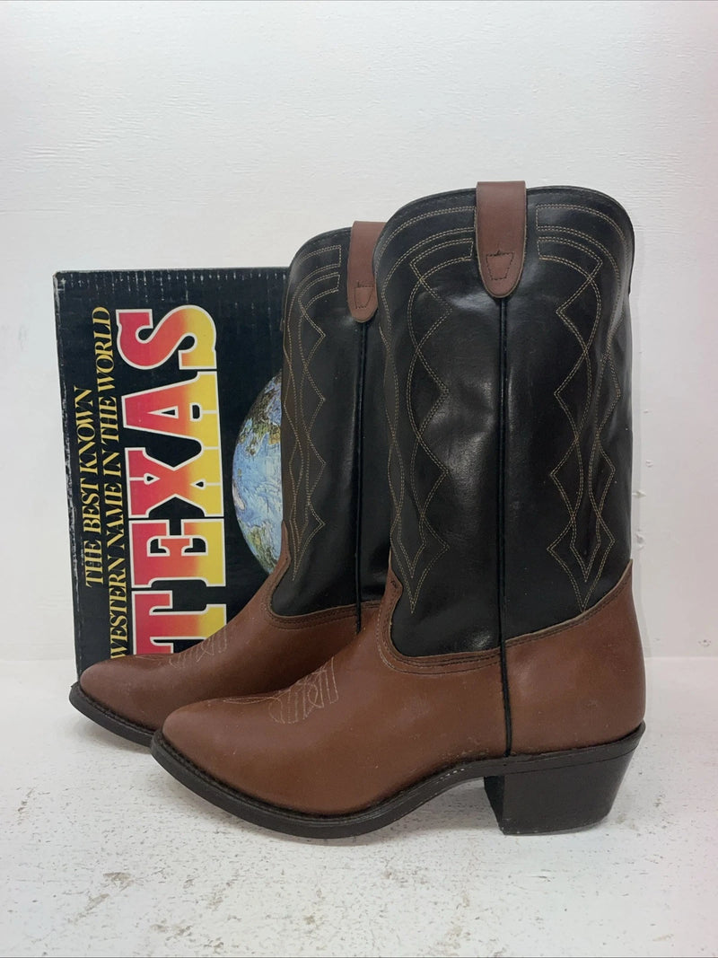 New Men’s Brown Texas Brand Cowboy Boots. 5101 10.5 10 1/2 D. 7-83