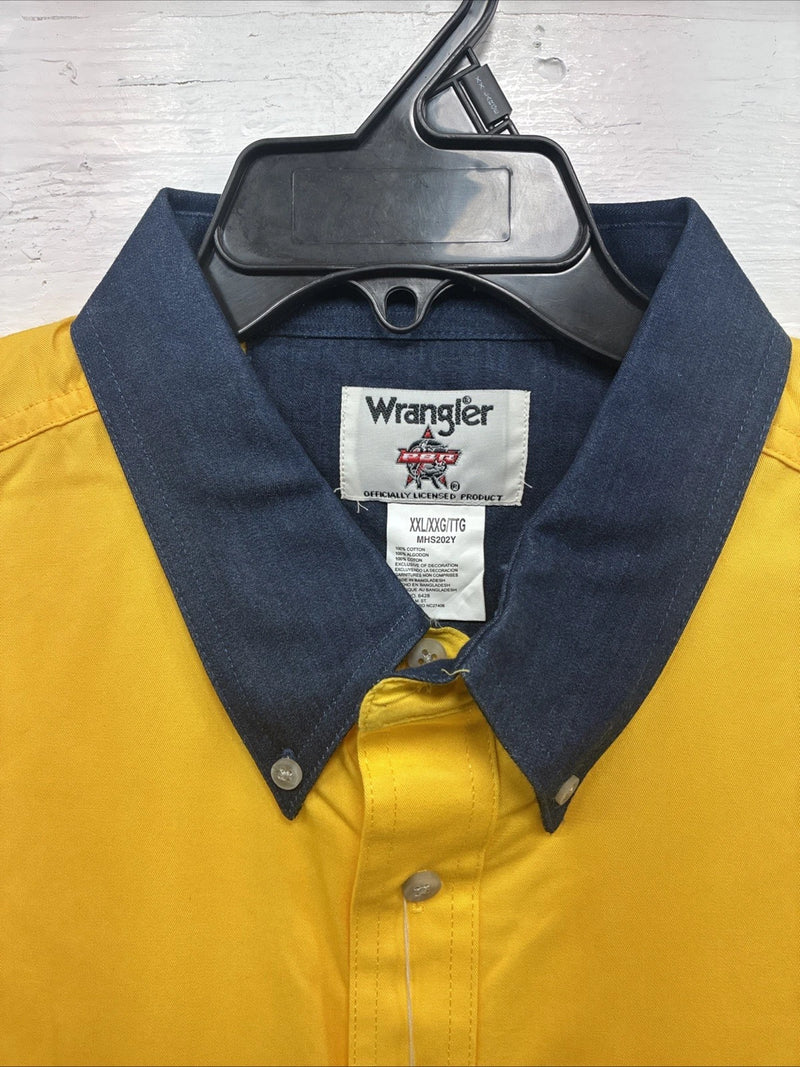 New Men’s PBR Wrangler Yellow Blue Long Sleeve Button Up 2XL T-28