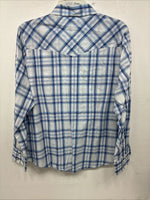 Me Women’s Cumberland Blue Plaid Long Sleeve Pearl Snap XL II-92