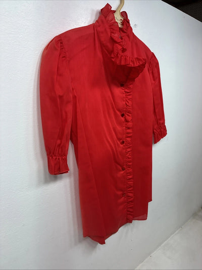 New Women’s H Bar C Red Short Sleeve Button Up Size 28 TT-63