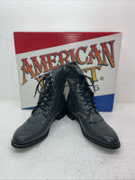 New Men’s Gray Lace Up American West Cowboy Boots. 6999 9.5 9 1/2 E W. 5-16