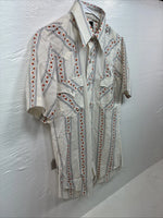 New Men’s Champion Western White Stripe Long Sleeve Pearl Snap 14.5 Small AA-95