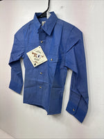 New Kids ELY Classic Blue Jean Design Long Sleeve Button Up Size Small LL-28