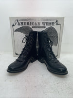 New Men’s Black Lace Up American West Cowboy Boots. 6991 8 E W. 3-142