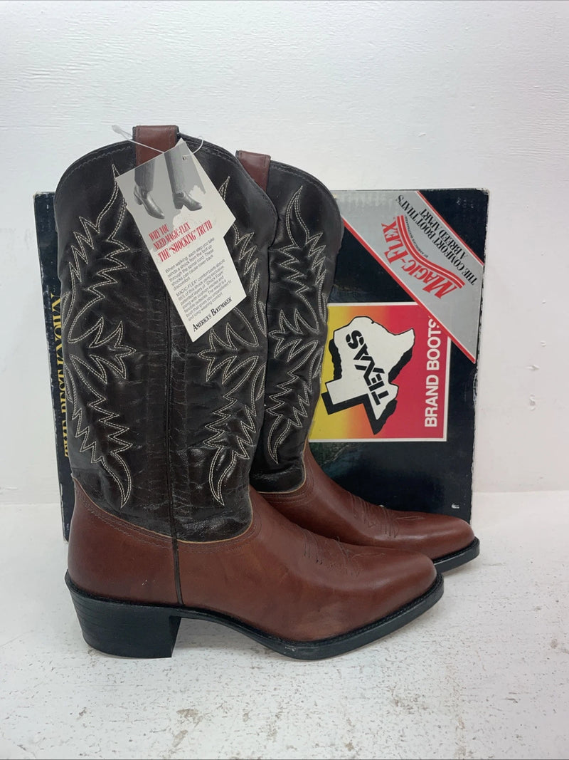 New Men’s Brown Texas Brand Cowboy Boots. 1201 10 D. 7-57