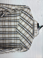 New Men’s ELY 1878 Brown Blue Plaid Long Sleeve Pearl Snap XL V-28