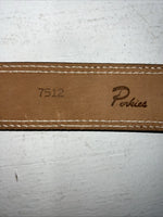 New Brown Black Perkies Hand Tooled Genuine Leather Belt 30” #7512 W-11
