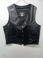New Men’s Black Western Express Leather Biker Vest XL Q-603