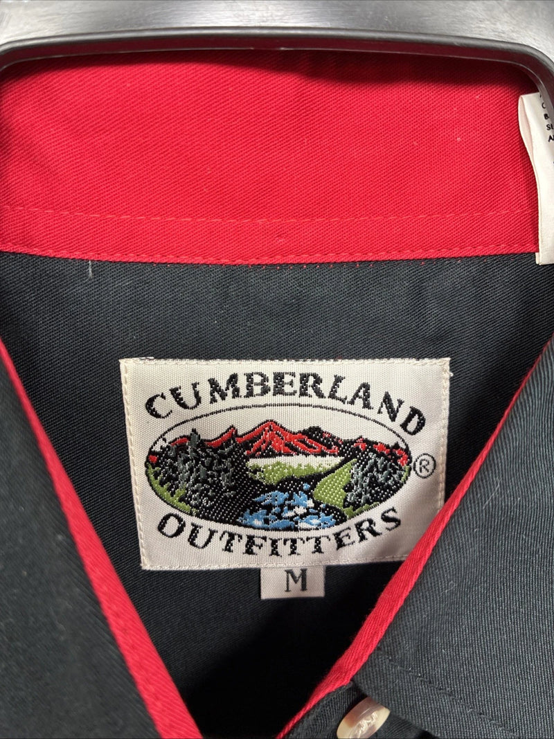 New Women’s Cumberland Black White Design Short Sleeve Button Up Medium MM-113