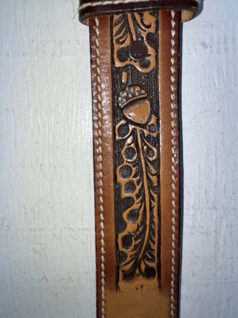 New Brown Genuine Leather Perkies Tooled 22” Belt #601 NN-90