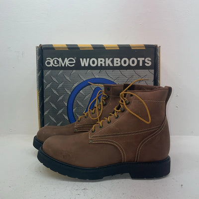 New Men’s Brown Lace Up Acme Cowboy Boots. 9078 12 E W. 10-9