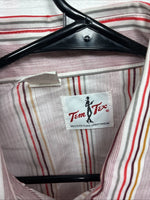 New Men’s Tem Tex Pink Multicolor Stripe Long Sleeve Pearl Snap 14.5 Small M-99