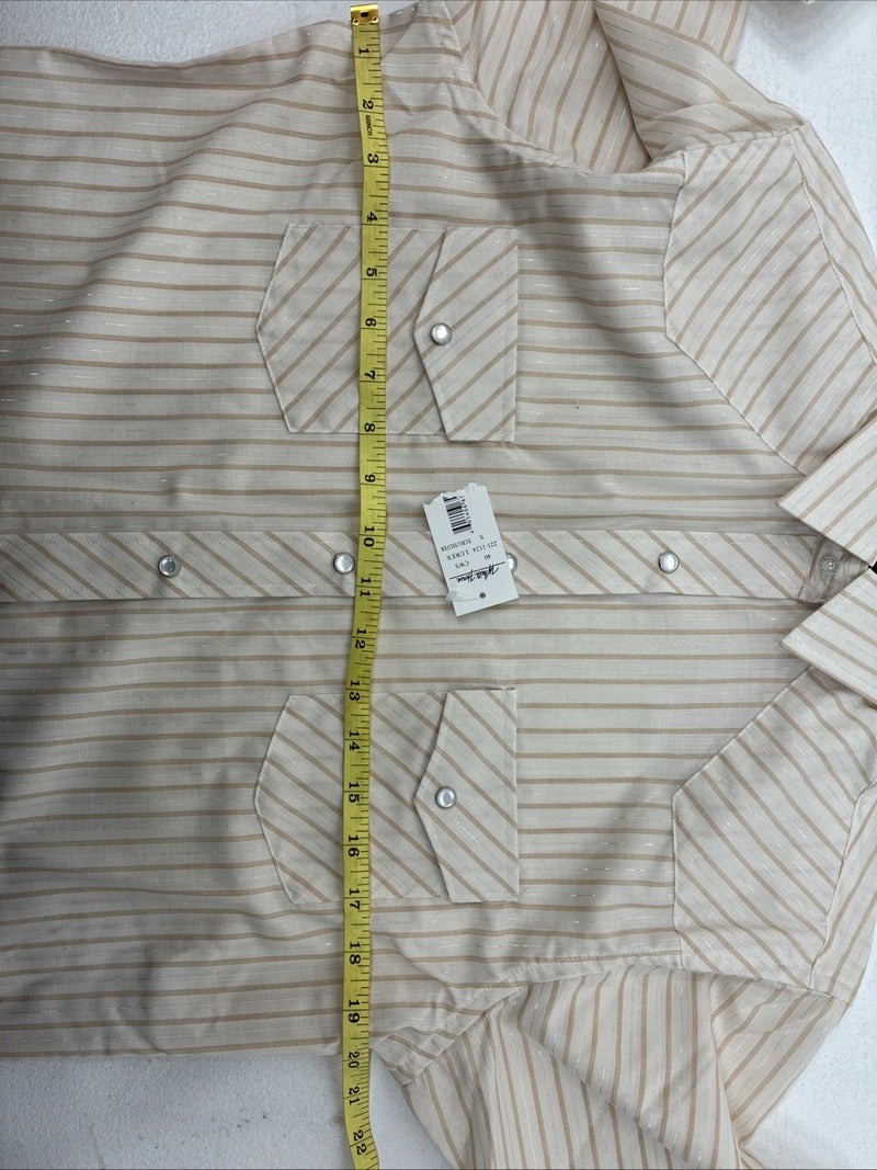 New Women’s White Horse Yellow Stripe Long Sleeve Pearl Snap Small DD-126