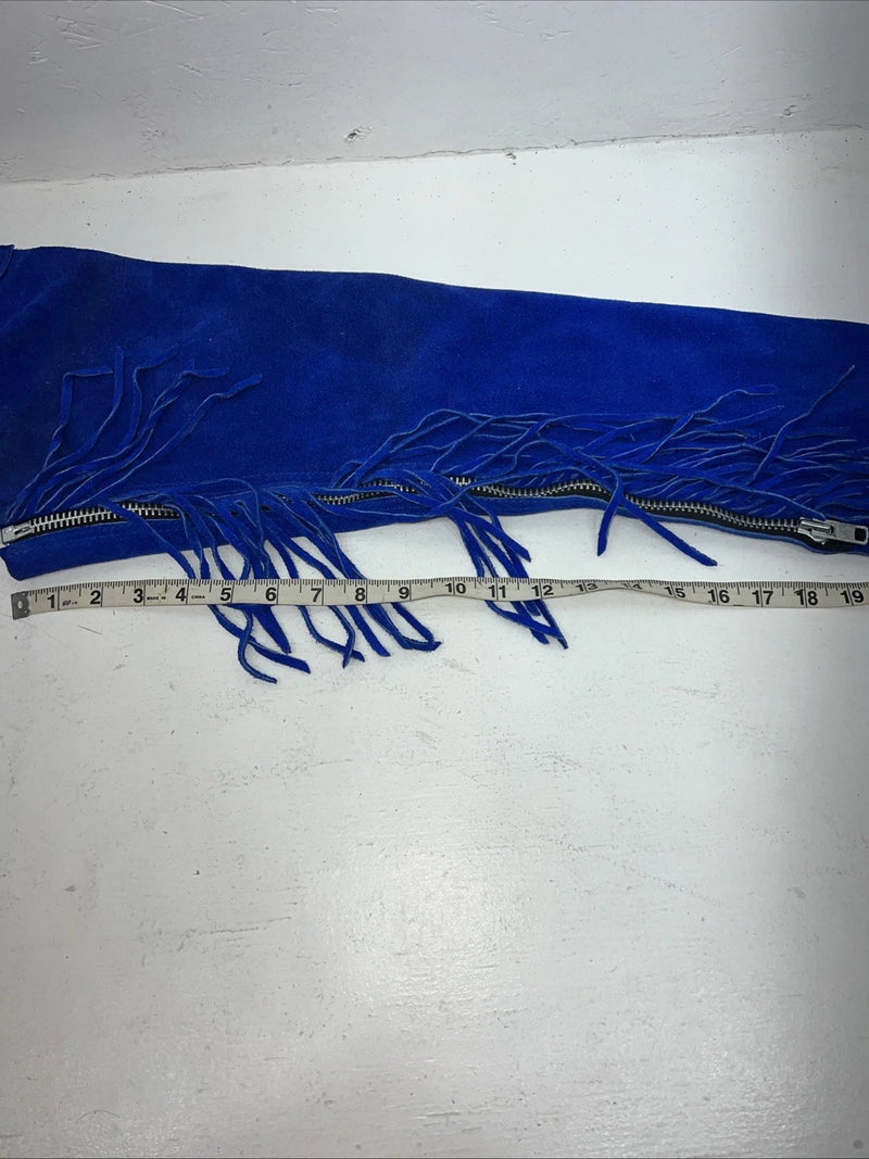 NOS Children’s  Blue Whitman Show Chaps With Fringe Adjustable Waist 35” L-29