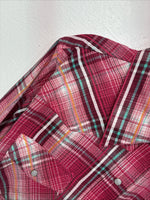 New Women’s Cumberland Pink Plaid Long Sleeve Pearl Snap Medium LL-66