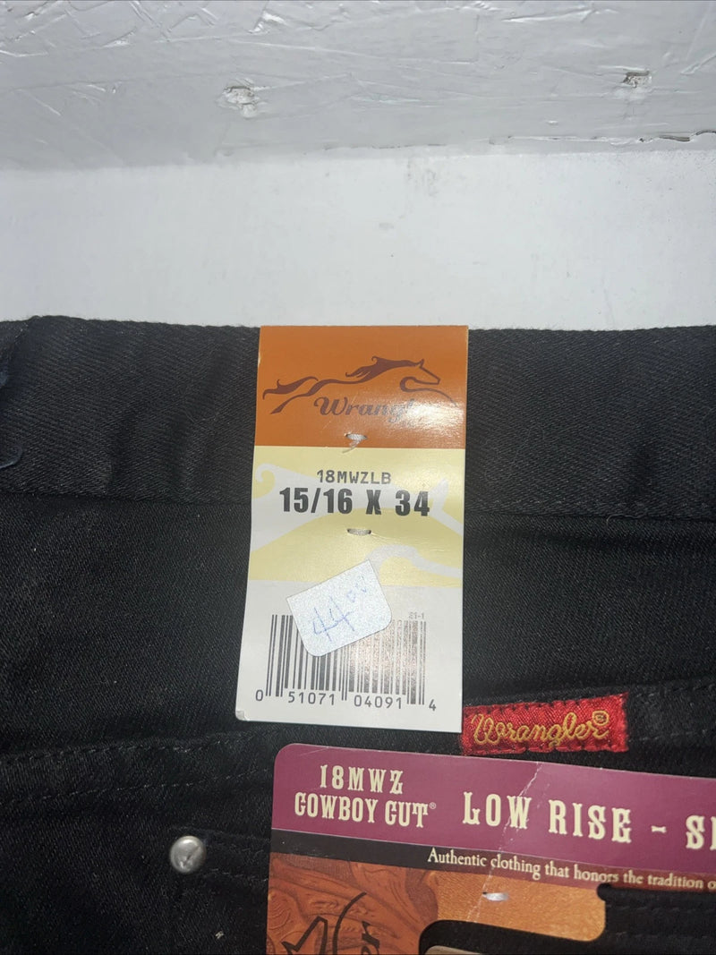 New Women’s Black Low Rise Wrangler Slim Fit Denim Jeans. 15/16x34 J-17