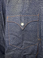 New Men’s Karman Western Wear Denim Pearl Snap Long Sleeve Shirt. 15.5x33 M I-24