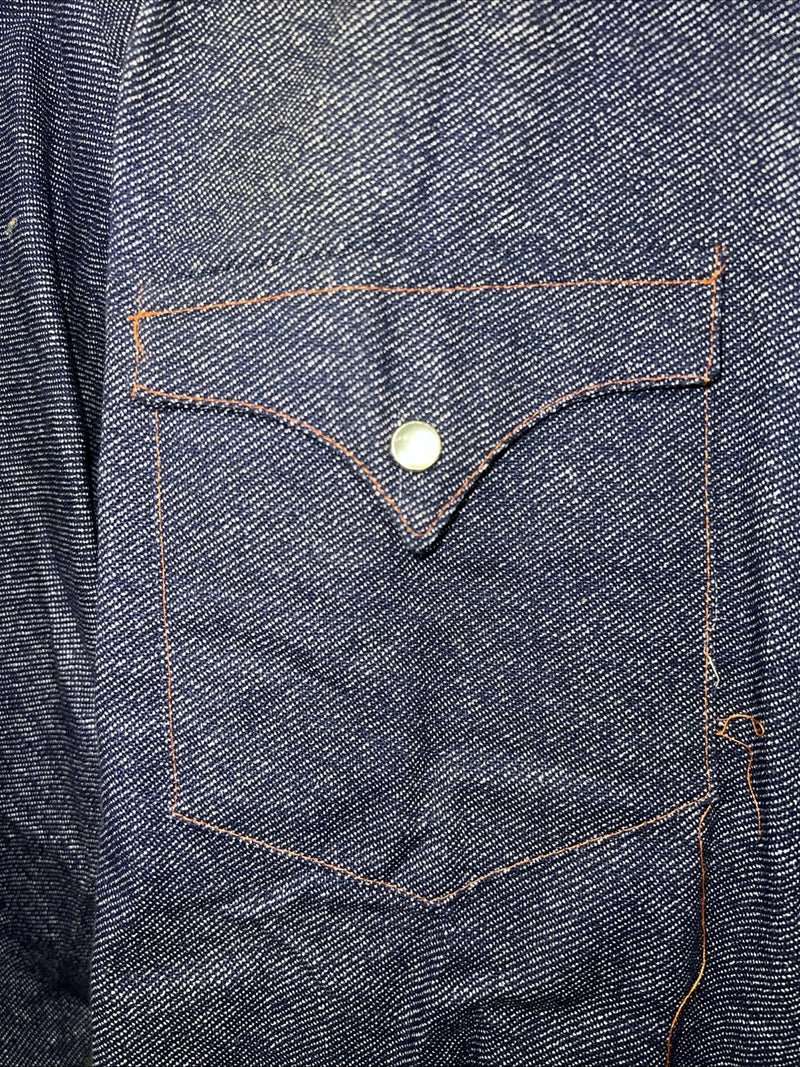 New Men’s Karman Western Wear Denim Pearl Snap Long Sleeve Shirt. 15.5x33 M I-24