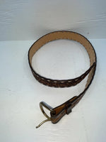 New Brown Genuine Leather Tooled And Weaved 32” Belt #78000 JJ-2