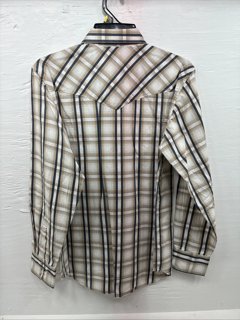 New Men’s ELY 1878 Multicolor Plaid Long Sleeve Pearl Snap Large Q-42