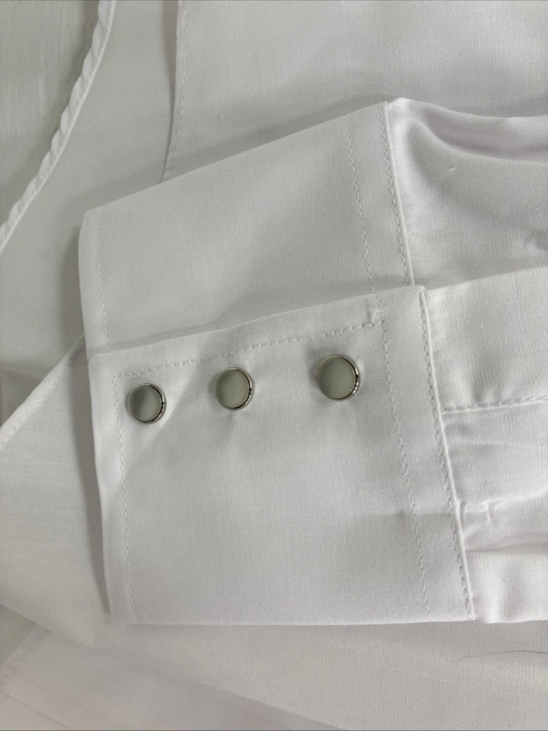 New Men’s ELY Cattleman White Long Sleeve Pearl Snap 16.5 X 36 Large X-105