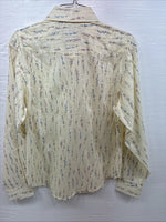 New Women’s White Horse Yellow Floral Long Sleeve Pearl Snap Small DD-47