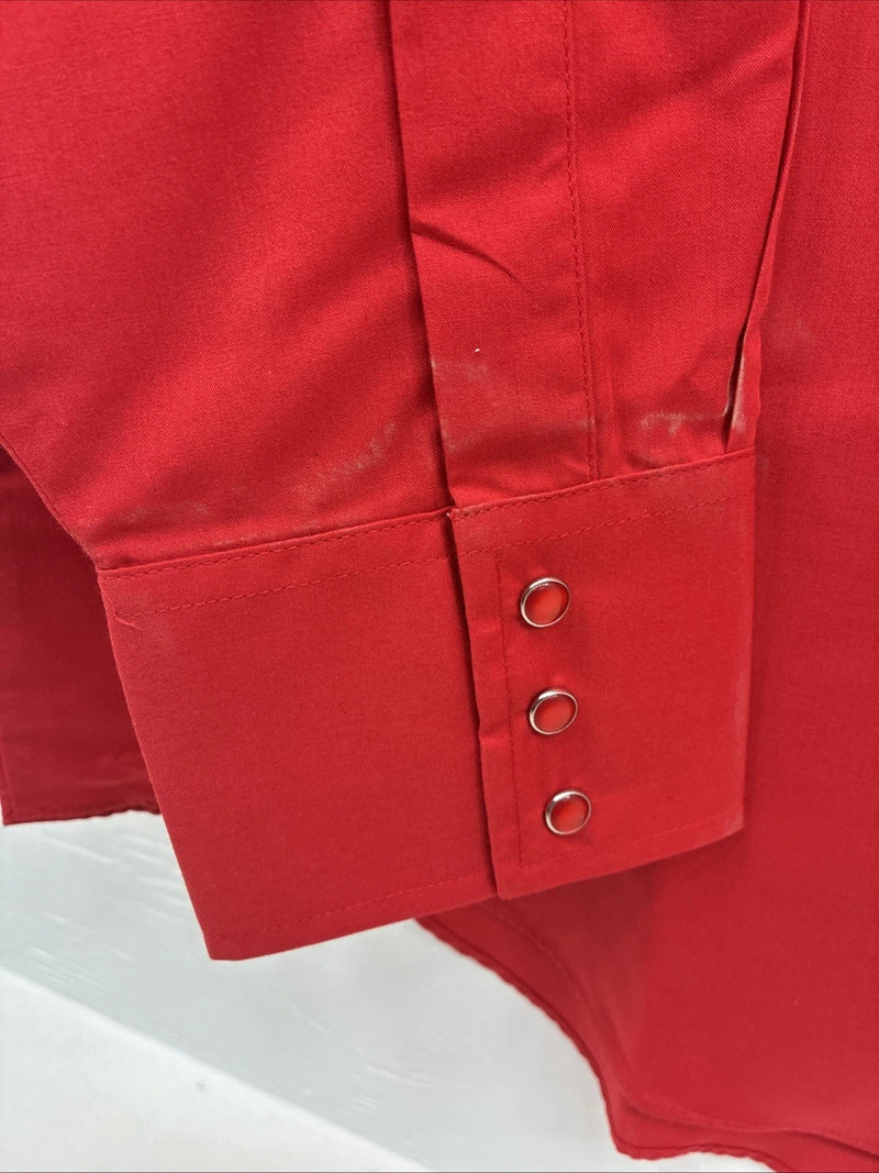 New Men’s ELY Cattleman Red Simple Long Sleeve Pearl Snap 17 XL O-70